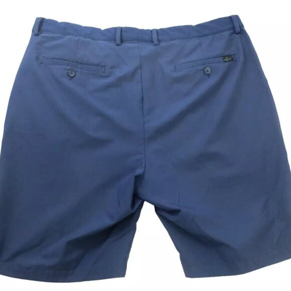 Greg Norman Chino Shorts‎ Men's Size 38 Navy Polyester Flat Front Slash Pockets - Picture 2 of 8